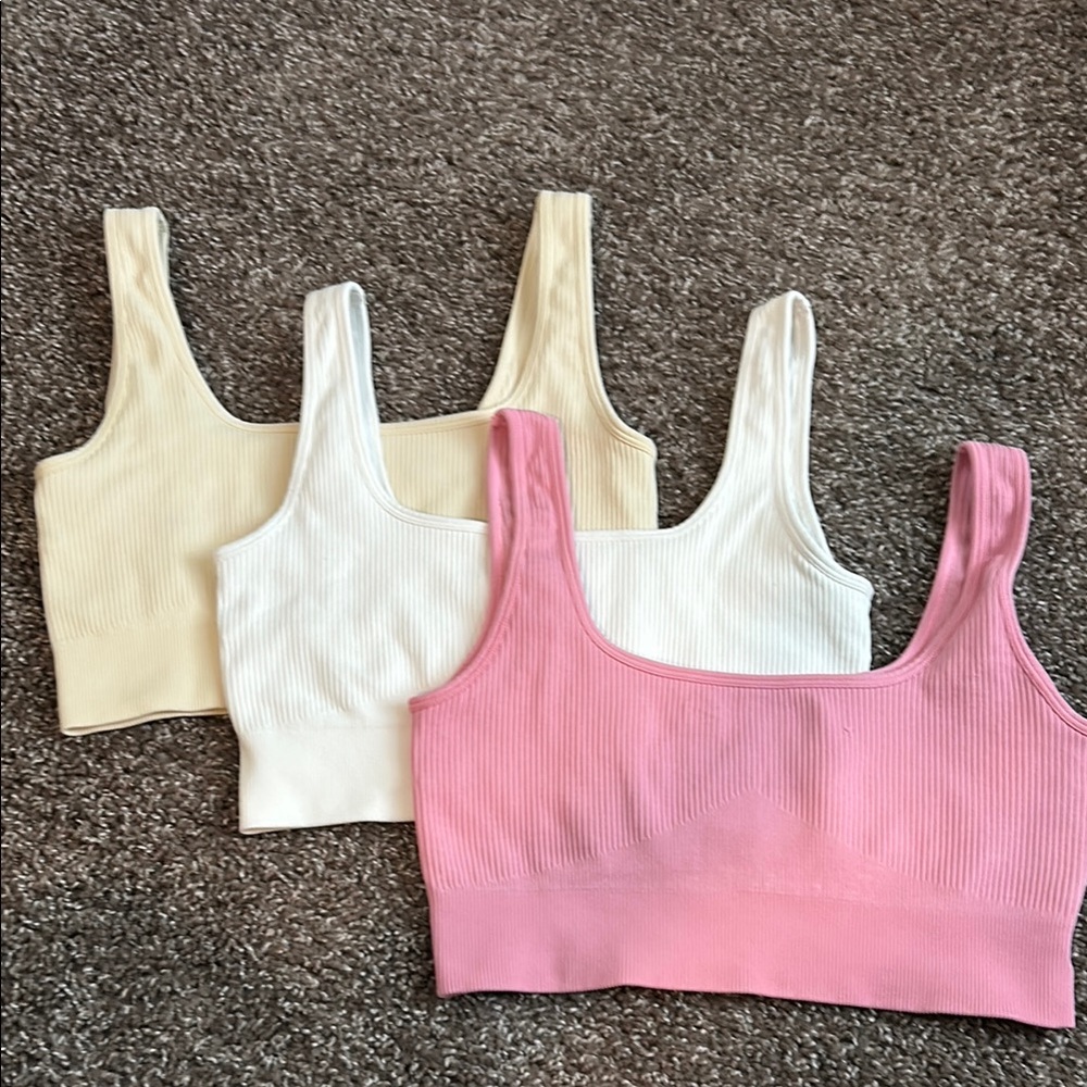 OQQ Ribbed Pink Crop Top